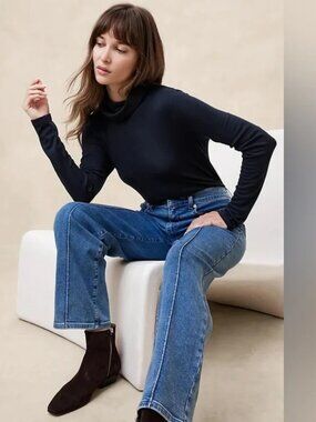 Banana Republic Soft Luxe Turtleneck Top Navy NWT!
